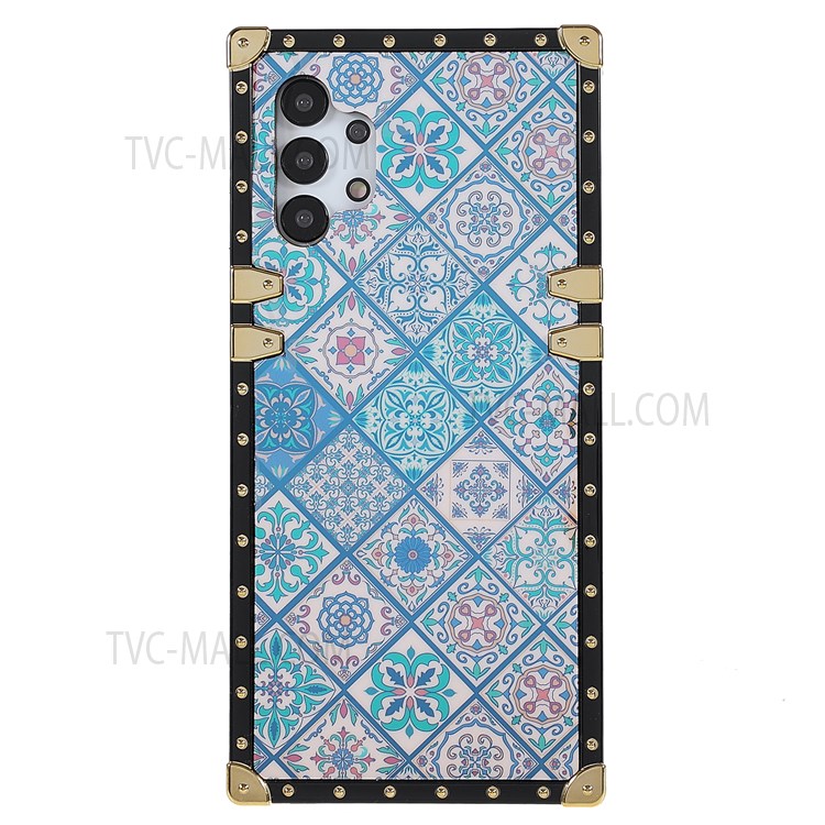 Glossy National Style Cell Phone Protector Pattern Printing Electroplating Soft TPU Back Shell for Samsung Galaxy A32 5G - Blue and White Porcelain-2