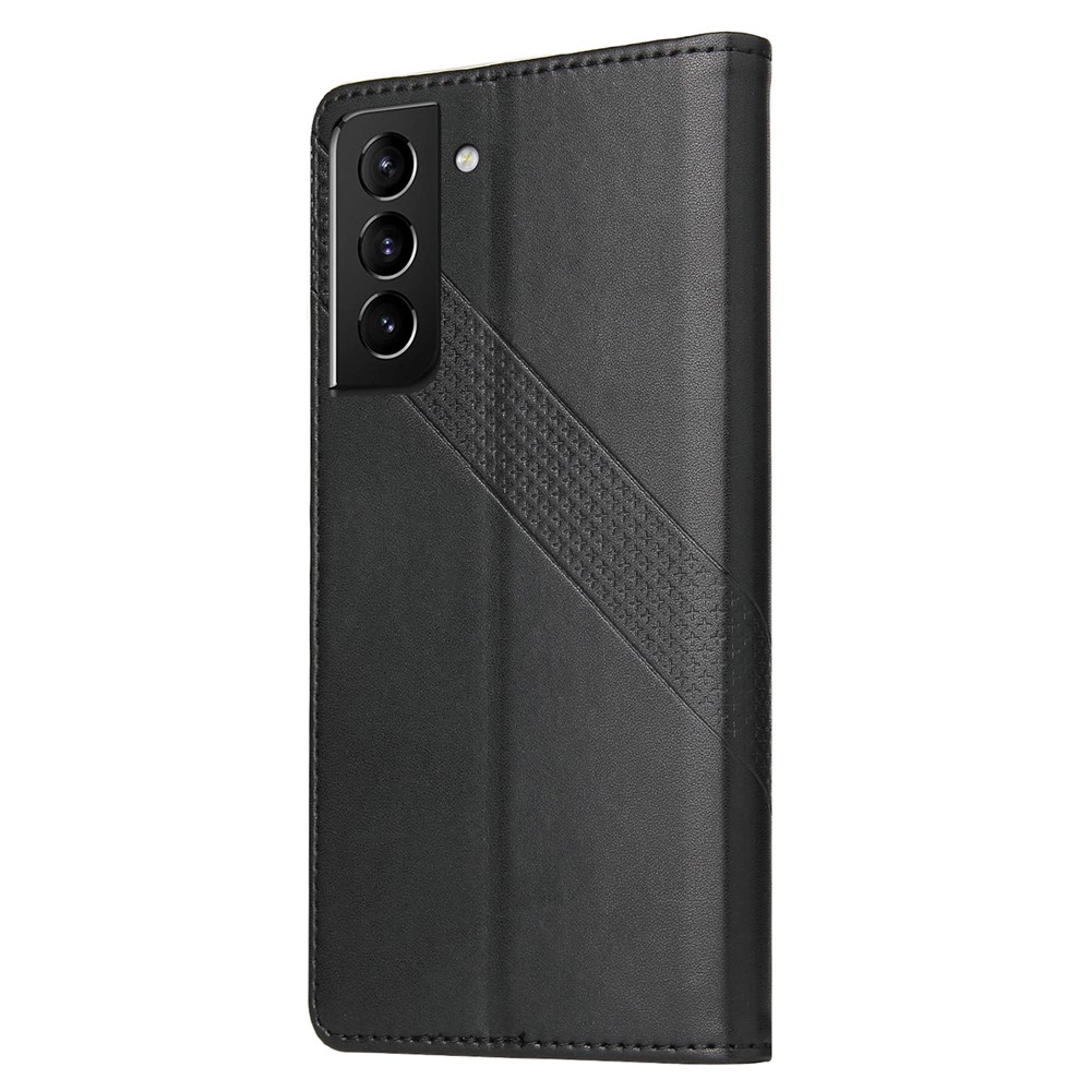 GQ.UTROBE 009 Series Splicing PU Leather Folio Flip Case Stand Magnetic Closure Phone Cover with Wallet for Samsung Galaxy S22 5G - Black-3