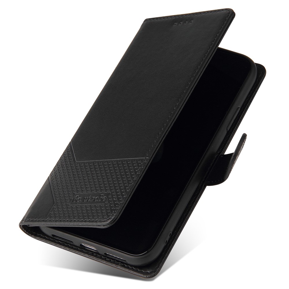 GQ.UTROBE 009 Series Splicing PU Leather Folio Flip Case Stand Magnetic Closure Phone Cover with Wallet for Samsung Galaxy S22 5G - Black-8