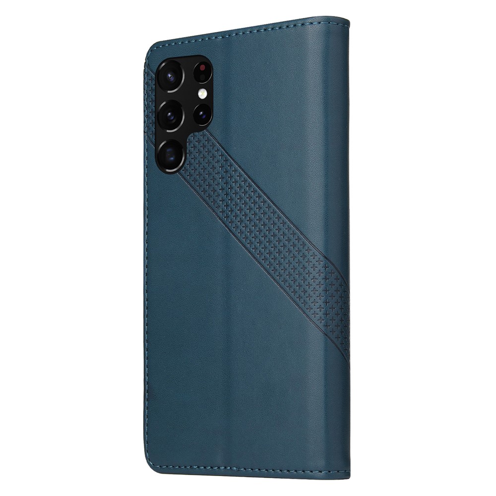 GQ.UTROBE 009 Series Splicing PU Leather + TPU Phone Cover Stand Wallet Case for Samsung Galaxy S22 Ultra 5G - Blue-3