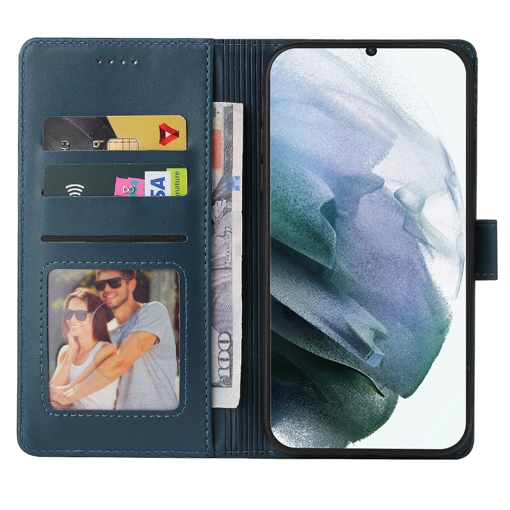 GQ.UTROBE 009 Series Splicing PU Leather + TPU Phone Cover Stand Wallet Case for Samsung Galaxy S22 Ultra 5G - Blue-6
