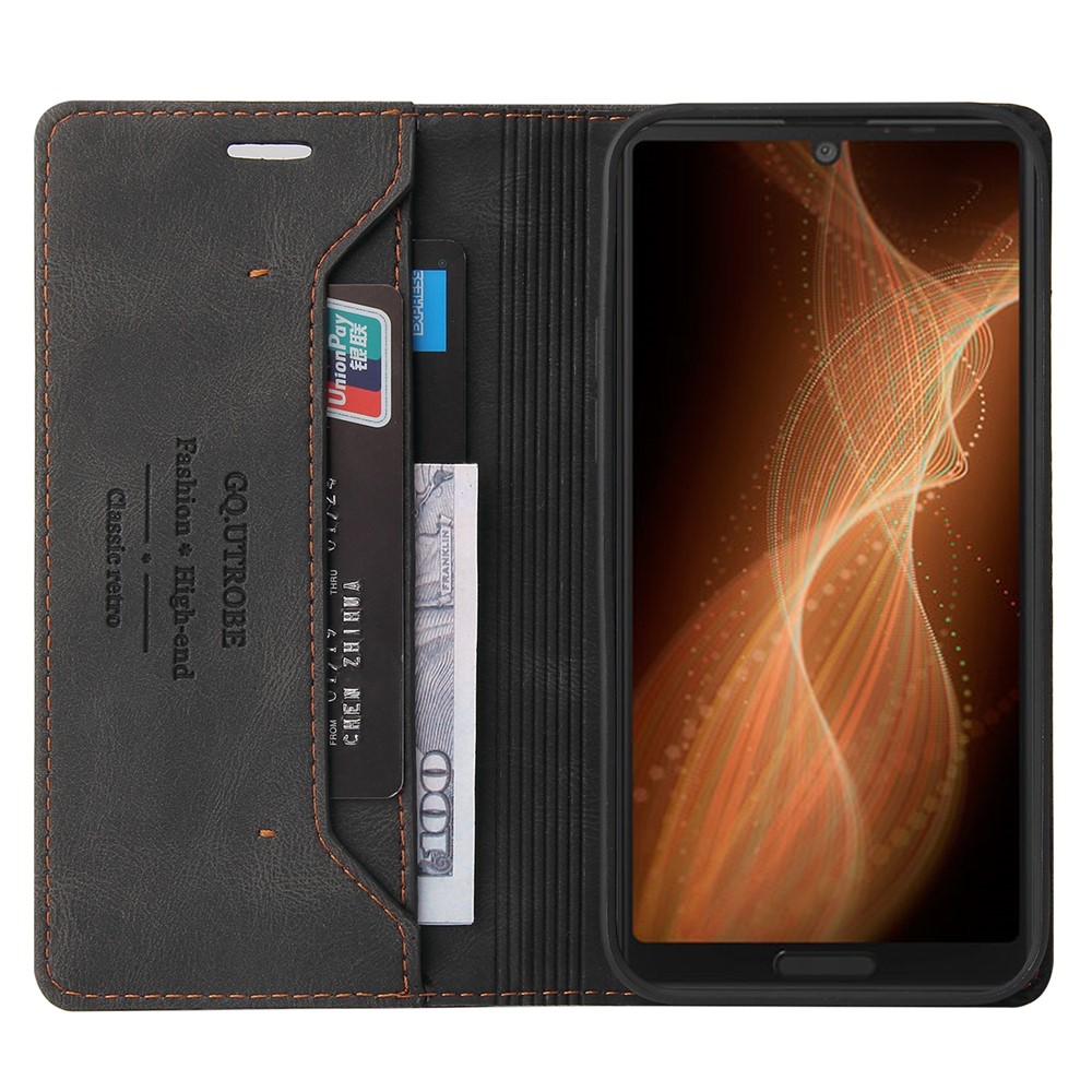 GQ.UTROBE 008 Series RFID Blocking Anti-swiping PU Leather Cover Magnetic Auto-absorbed Phone Case with Stand Wallet for Samsung Galaxy S22 5G - Black-6