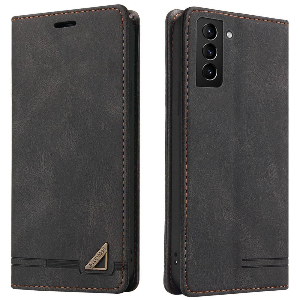 GQ.UTROBE 008 Series RFID Blocking Anti-swiping Skin Touch Drop-proof PU Leather Magnetic Auto-absorbed Phone Case with Stand Wallet for Samsung Galaxy S22+ 5G - Black-1
