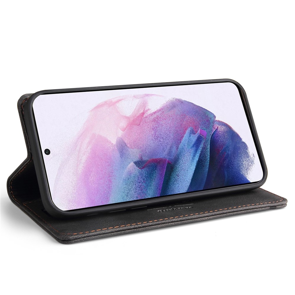 GQ.UTROBE 008 Series RFID Blocking Anti-swiping Skin Touch Drop-proof PU Leather Magnetic Auto-absorbed Phone Case with Stand Wallet for Samsung Galaxy S22+ 5G - Black-5