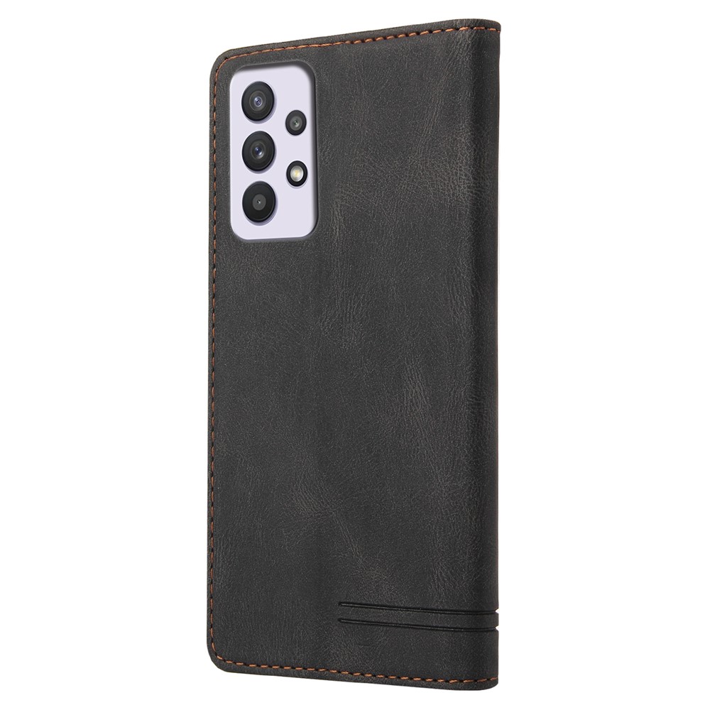 GQ.UTROBE 008 Series Stand Wallet Function RFID Blocking Anti-swiping Phone Case Skin Touch PU Leather Magnetic Auto-absorbed Cover for Samsung Galaxy A33 5G - Black-3