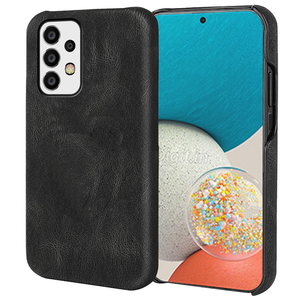 Bump-proof PU Leather Coated PC Case Incomplete Covering Mobile Phone Shell for Samsung Galaxy A53 5G - Black-1