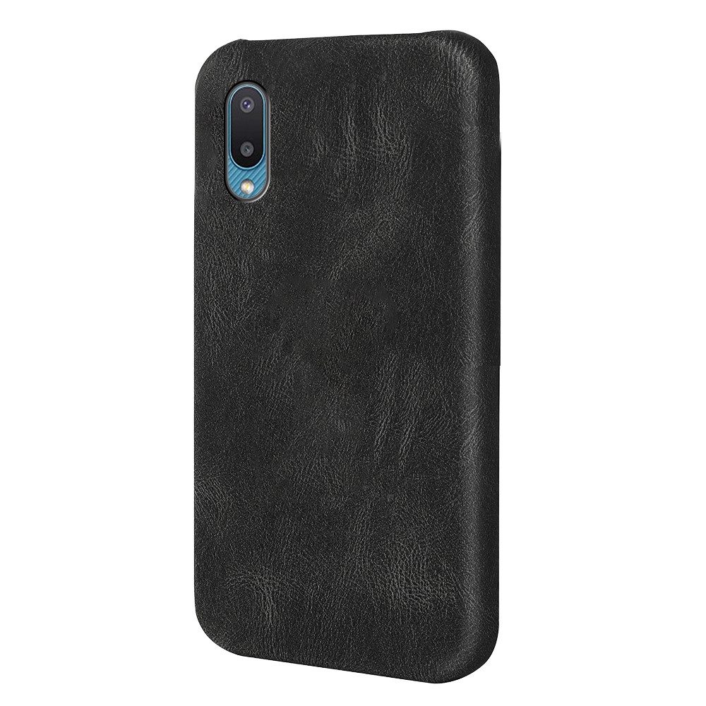 PU Leather Coating Incomplete Covering PC Hard Phone Case Shell for Samsung Galaxy M02/A02 - Black-2