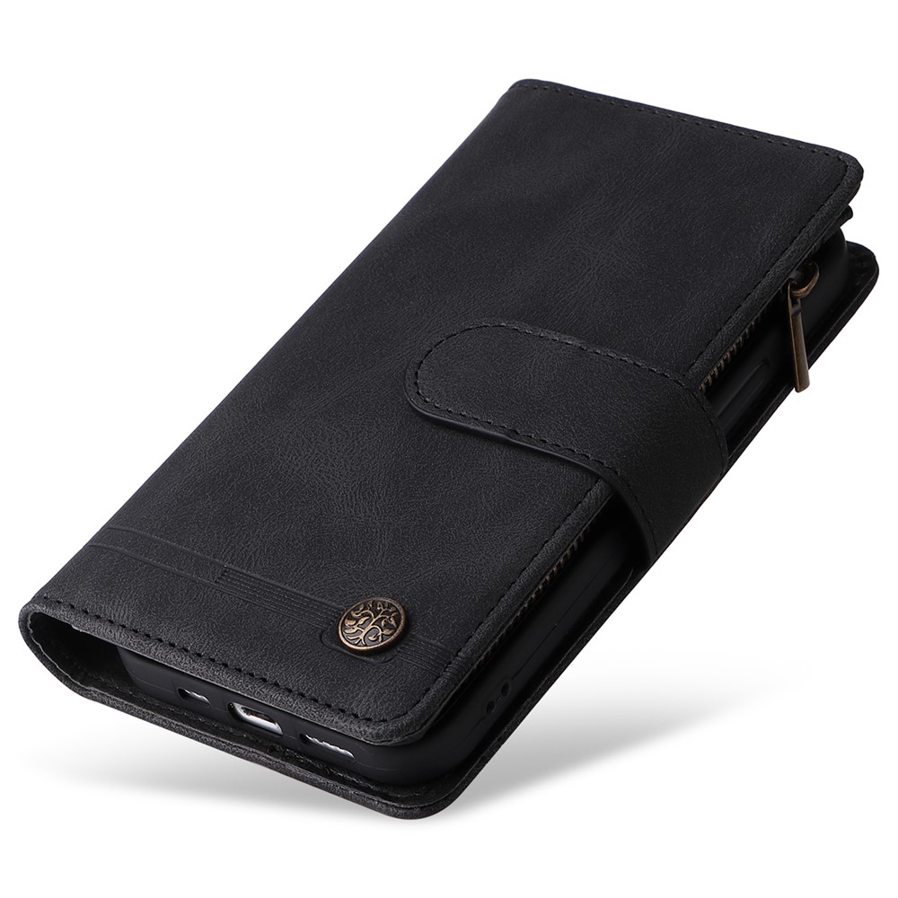 Full Protection Stripes Imprinted Skin-touch Wallet Stand Leather Cover Card Slots Phone Case with Zipper Pocket for Samsung Galaxy S20 FE 4G/5G/S20 Lite - Black-11