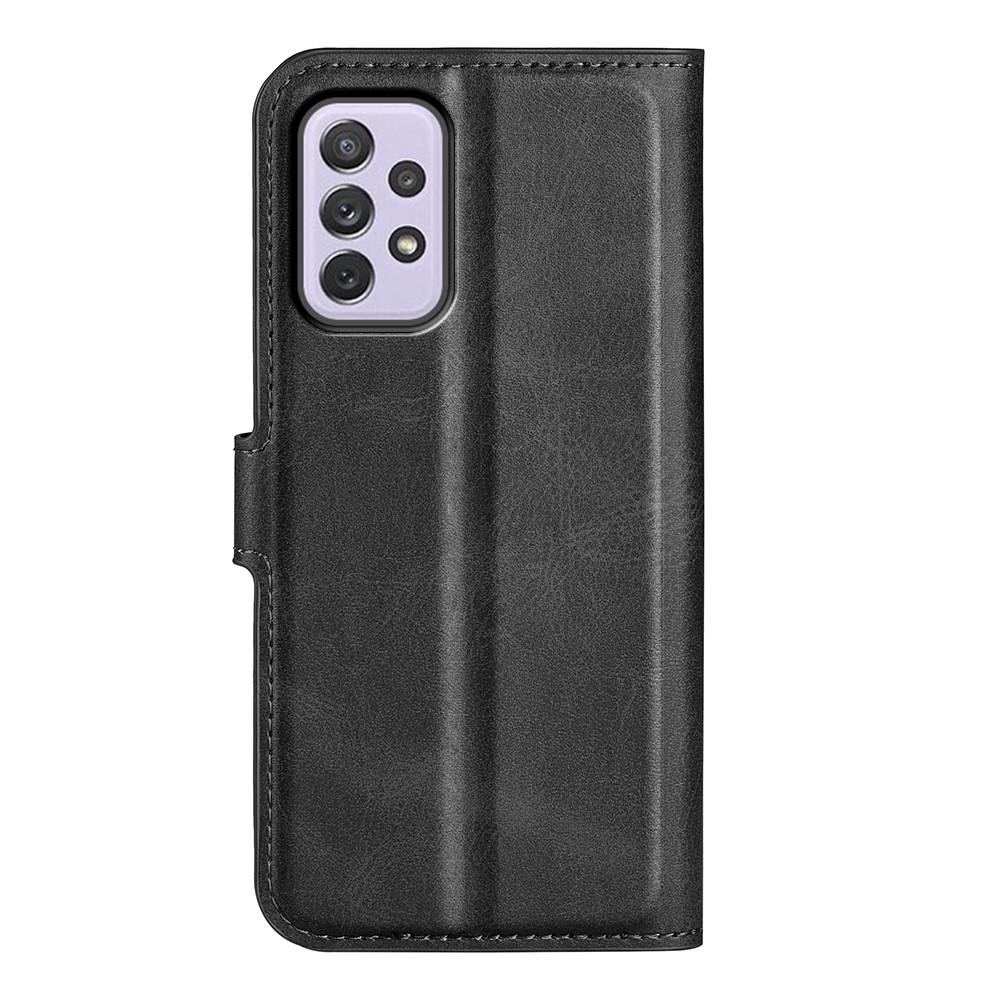 Folio Flip PU Leather + Soft Inner TPU Phone Case Foldable Horizontal Stand Wallet Protective Cover for Samsung Galaxy A73 5G - Black-3