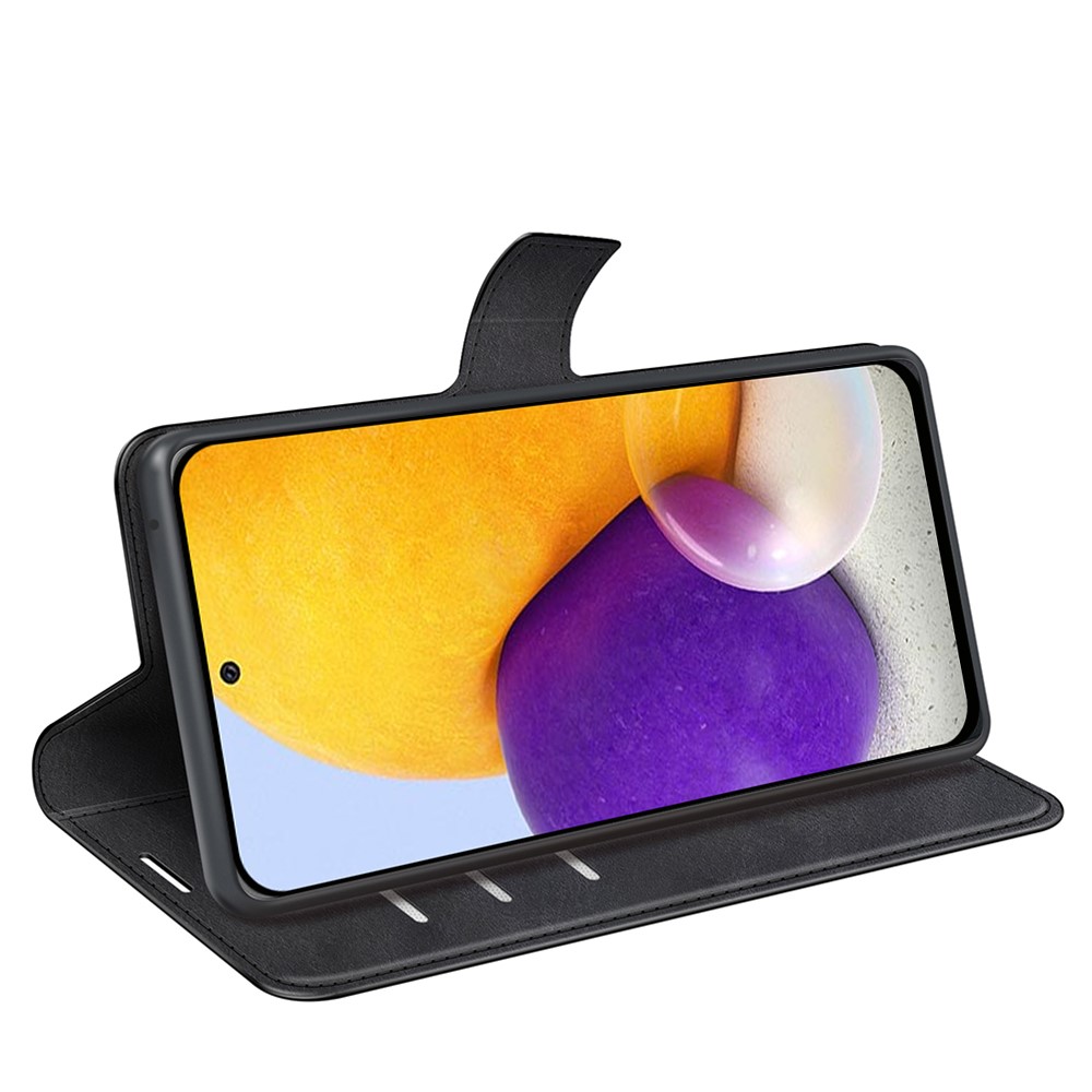 Folio Flip PU Leather + Soft Inner TPU Phone Case Foldable Horizontal Stand Wallet Protective Cover for Samsung Galaxy A73 5G - Black-5