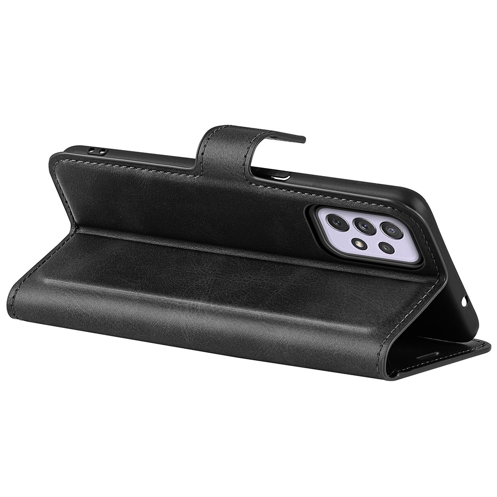Folio Flip PU Leather + Soft Inner TPU Phone Case Foldable Horizontal Stand Wallet Protective Cover for Samsung Galaxy A73 5G - Black-7