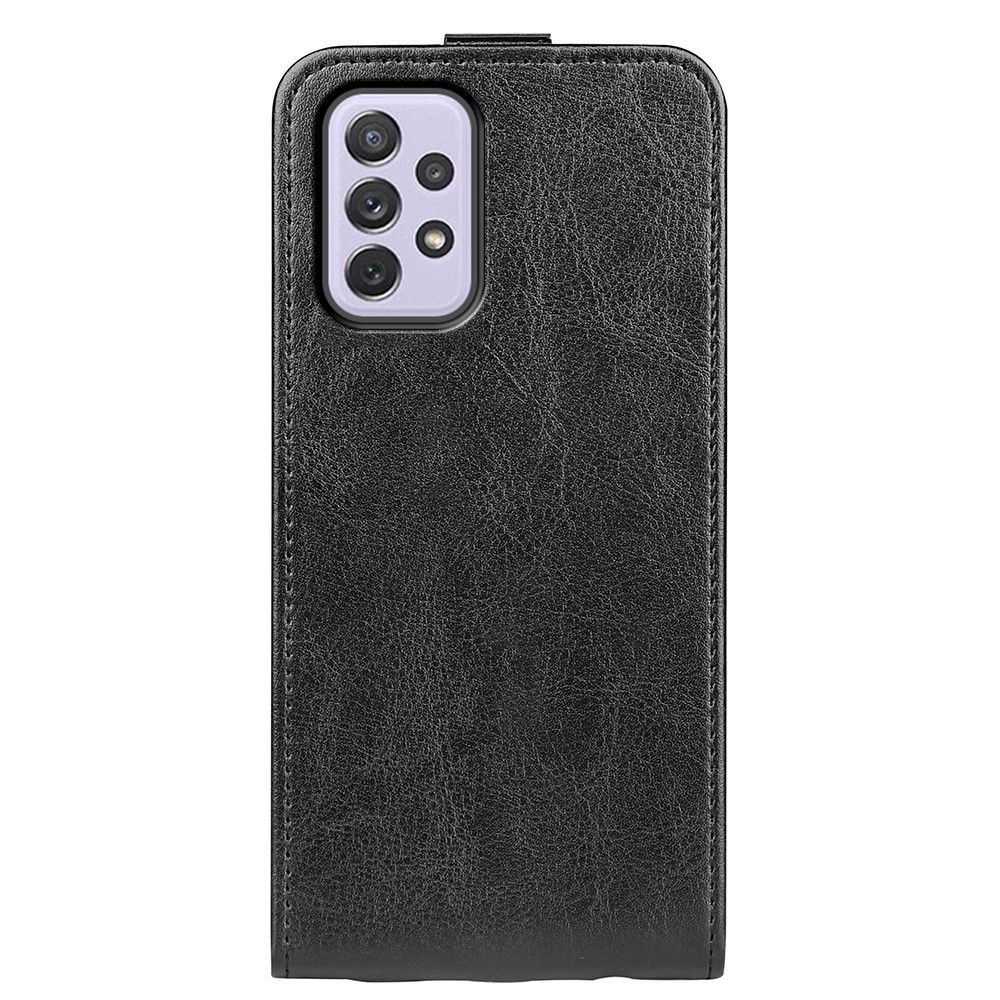 Crazy Horse Texture Vertical Flip PU Leather + TPU Cover Phone Shell Protector with Card Slot Design for Samsung Galaxy A73 5G - Black-3