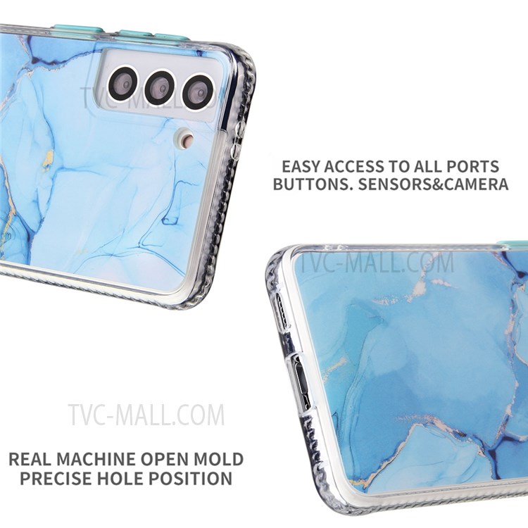 Glaze Marble Pattern Hard Acrylic Backing + TPU Soft Shockproof Protective Phone Case Cover for Samsung Galaxy S22+ 5G - Blue-3