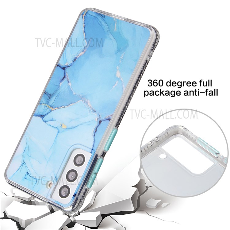 Glaze Marble Pattern Hard Acrylic Backing + TPU Soft Shockproof Protective Phone Case Cover for Samsung Galaxy S22+ 5G - Blue-7