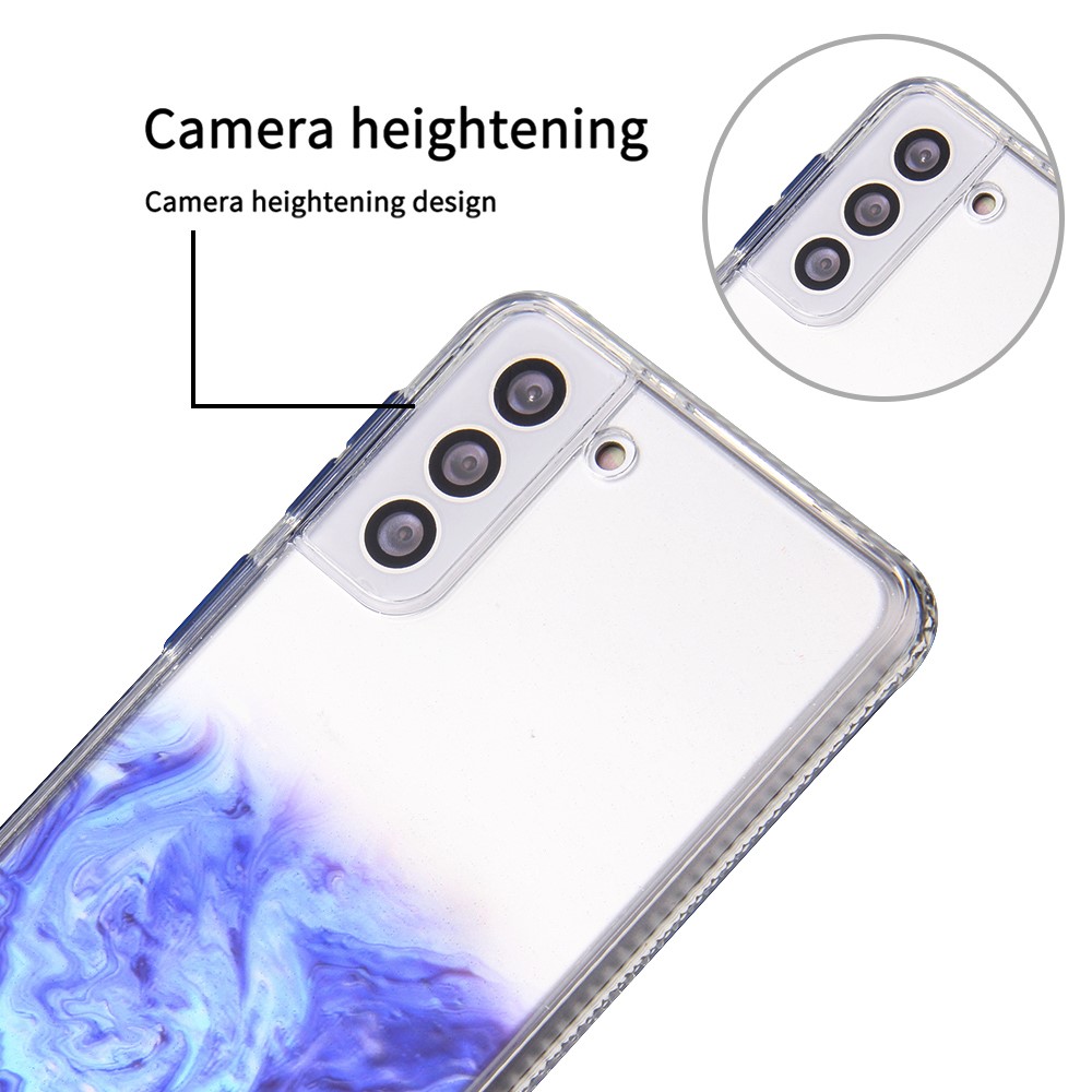 Stylish Marble Pattern Hard Acrylic Back Panel TPU Shockproof Protective Case for Samsung Galaxy S22 5G - Dark Blue-6