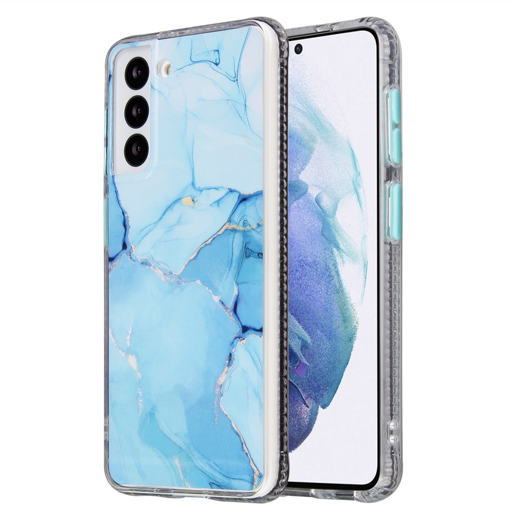 Glaze Marble Pattern Design Anti-Scratch Shockproof Acrylic + TPU Protective Case for Samsung Galaxy S22 5G- Black-1