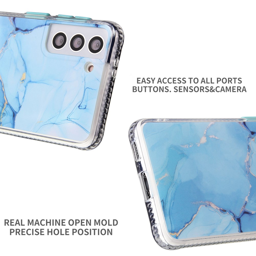 Glaze Marble Pattern Design Anti-Scratch Shockproof Acrylic + TPU Protective Case for Samsung Galaxy S22 5G- Black-3
