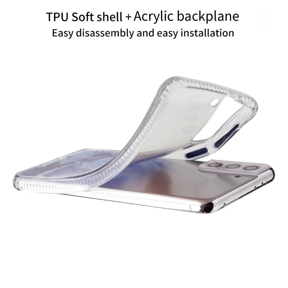 Marble Pattern Solid Acrylic Back Reinforced Soft TPU Frame Protective Case for Samsung Galaxy S22+ 5G - Dark Blue-2