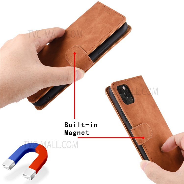 Anti-fingerprint Shockproof Mobile Phone Case PU Leather Stand Phone Cover Wallet for Samsung Galaxy A53 5G - Brown-8