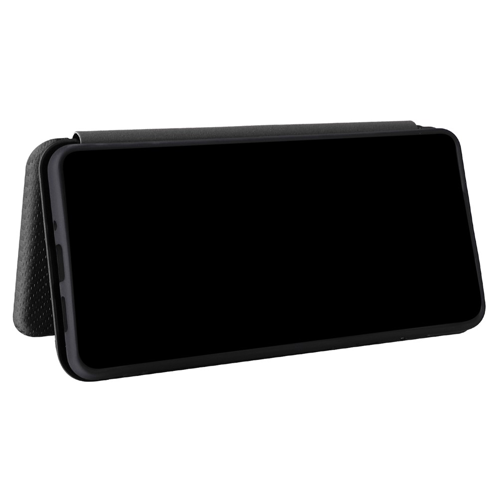 Carbon Fiber Texture Card Holder Phone Case Foldable Stand PU Leather Cover for Samsung Galaxy A73 5G - Black-4