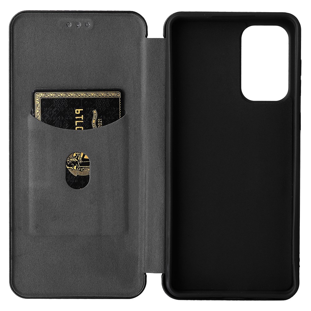 Carbon Fiber Texture Card Holder Phone Case Foldable Stand PU Leather Cover for Samsung Galaxy A73 5G - Black-6