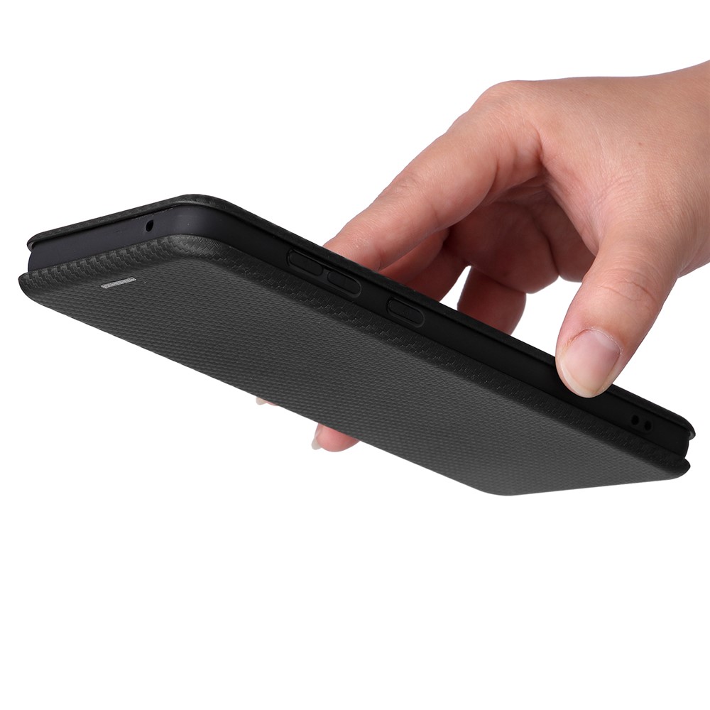 Carbon Fiber Texture Card Holder Phone Case Foldable Stand PU Leather Cover for Samsung Galaxy A73 5G - Black-7