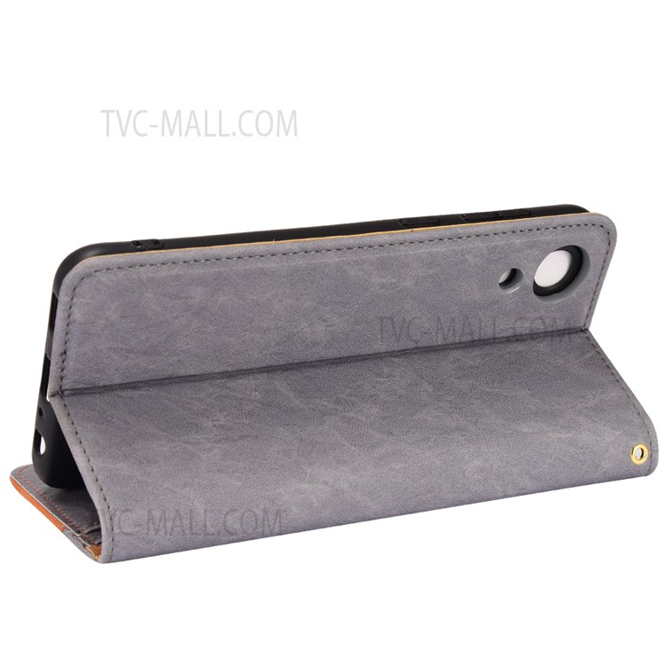Color Splicing PU Leather + TPU Stand Wallet Magnetic Auto Closing Phone Case Shell for Samsung Galaxy A03 Core - Grey-5