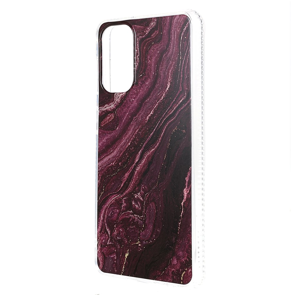 TPU+Acrylic Glittering Marble Pattern Light Slim Hybrid Phone Case Protector for Samsung Galaxy A13 5G - Wine Red-2