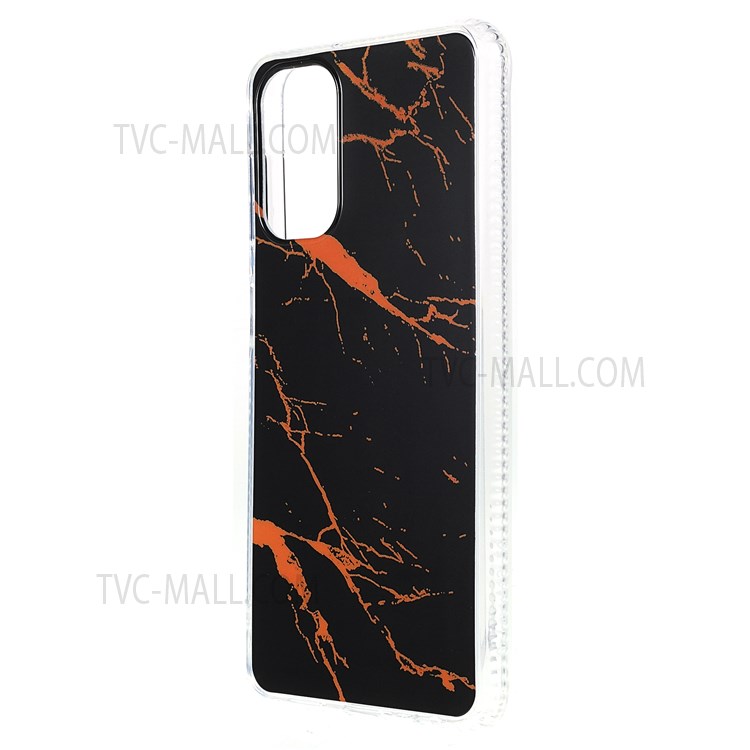 Soft TPU Bumper Anti-Scratch Acrylic Back Plate with Glaze Marble Pattern Phone Case for Samsung Galaxy A13 5G - Black-2
