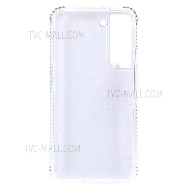 Light Slim TPU+Acrylic Glittering Marble Pattern Anti-scratch Hybrid Phone Case for Samsung Galaxy S22 5G - Wine Red-3