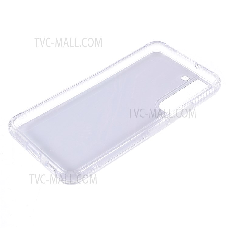 Light Slim TPU+Acrylic Glittering Marble Pattern Anti-scratch Hybrid Phone Case for Samsung Galaxy S22 5G - Wine Red-7