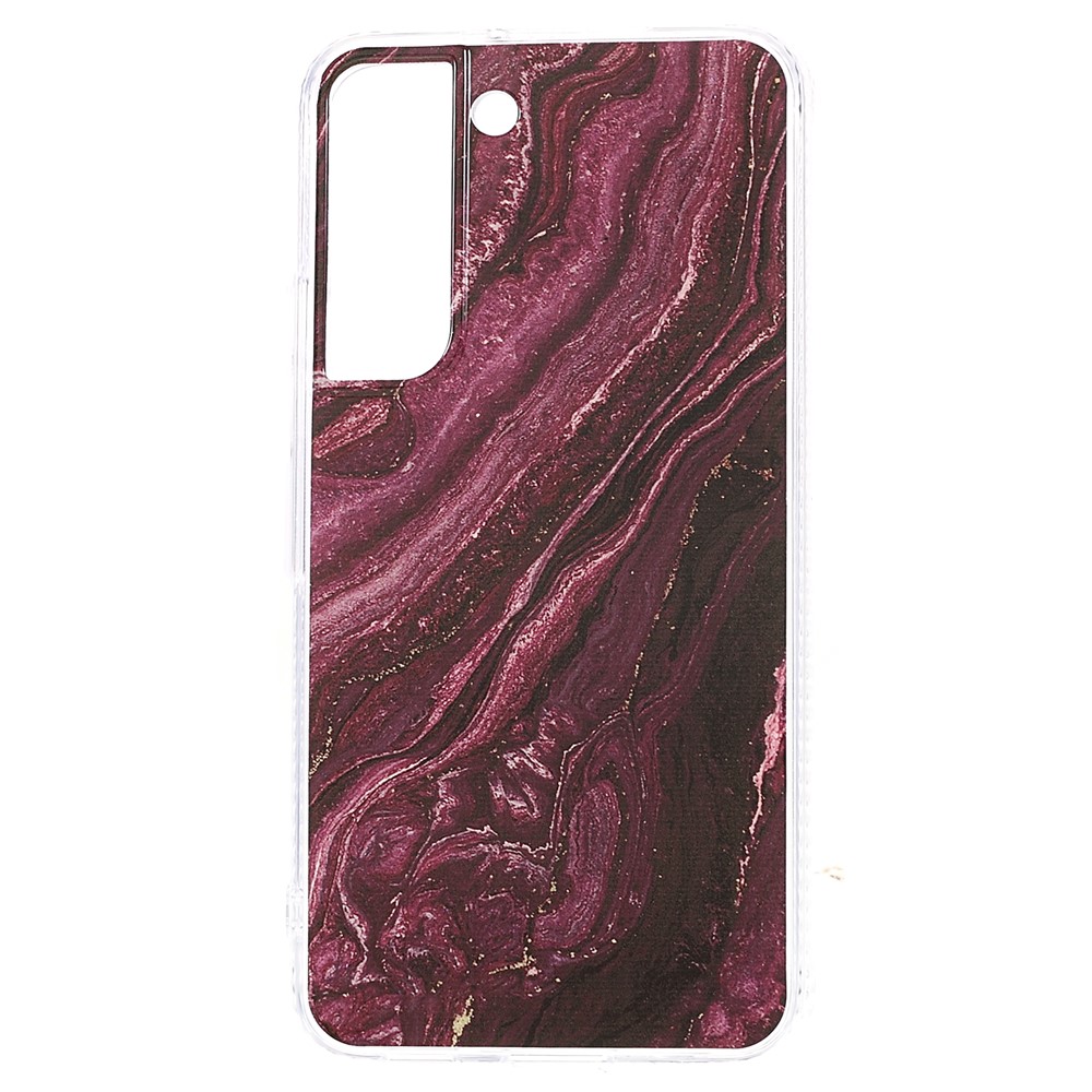 Anti-fall Anti-scratch TPU+Acrylic Hybrid Cover Glittering Marble Pattern Phone Case for Samsung Galaxy S22+ 5G - Wine Red-1