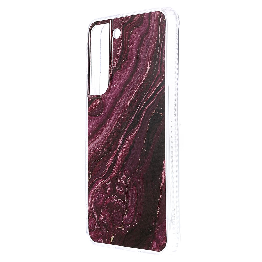 Anti-fall Anti-scratch TPU+Acrylic Hybrid Cover Glittering Marble Pattern Phone Case for Samsung Galaxy S22+ 5G - Wine Red-2