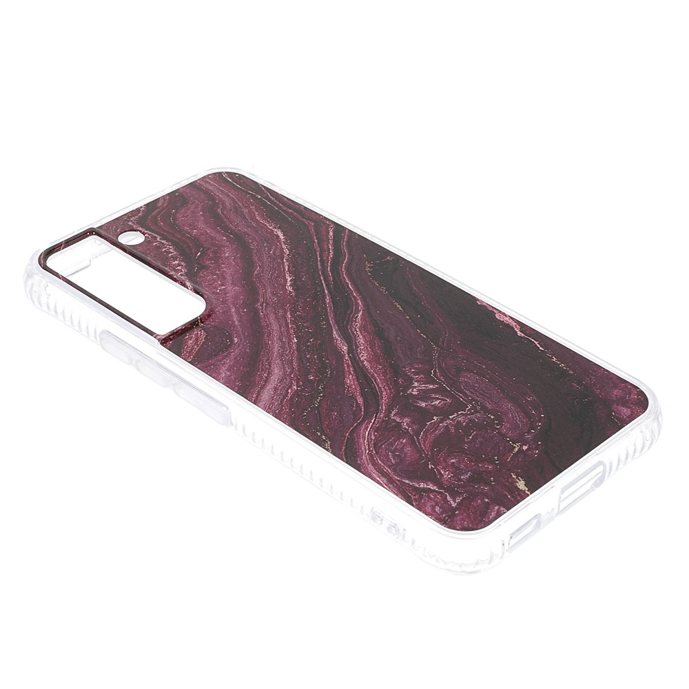 Anti-fall Anti-scratch TPU+Acrylic Hybrid Cover Glittering Marble Pattern Phone Case for Samsung Galaxy S22+ 5G - Wine Red-4