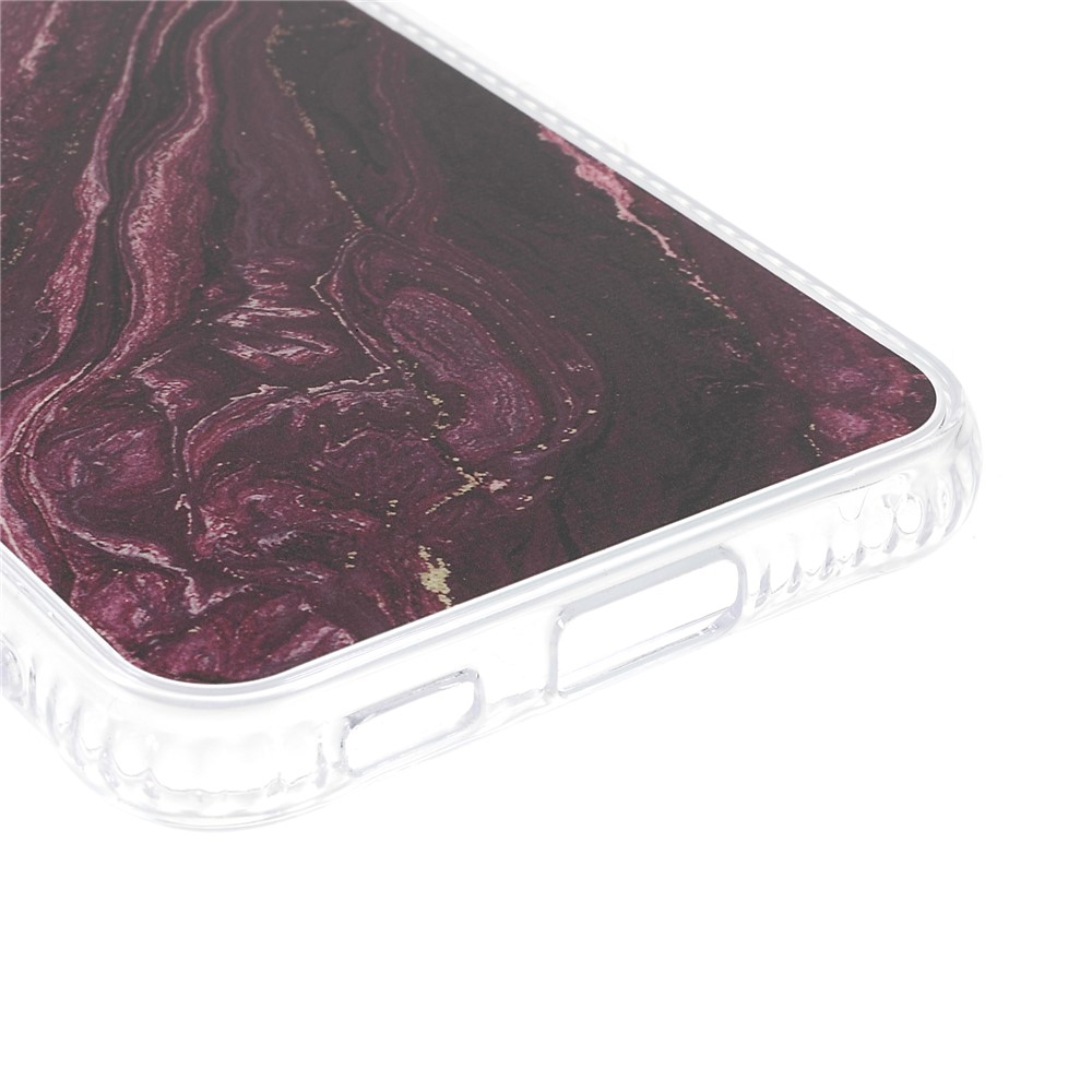 Anti-fall Anti-scratch TPU+Acrylic Hybrid Cover Glittering Marble Pattern Phone Case for Samsung Galaxy S22+ 5G - Wine Red-5