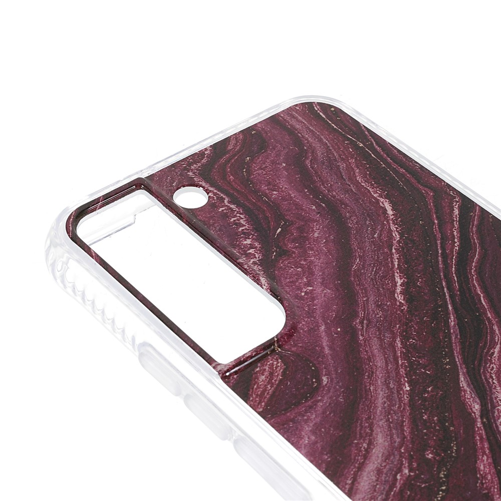 Anti-fall Anti-scratch TPU+Acrylic Hybrid Cover Glittering Marble Pattern Phone Case for Samsung Galaxy S22+ 5G - Wine Red-6