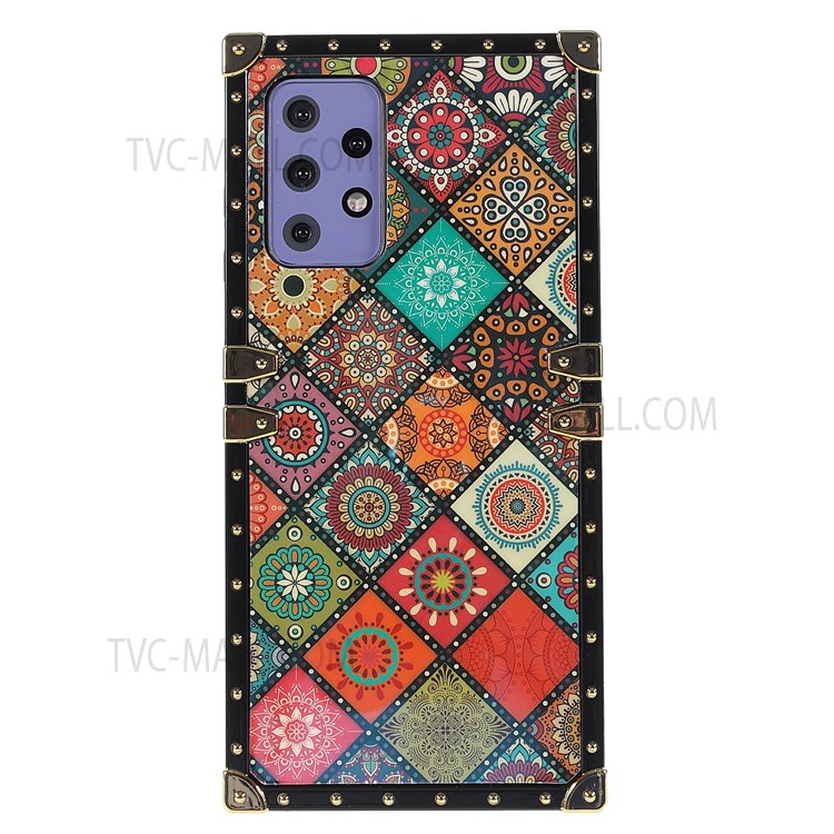 Glossy Ethnic Style Pattern Printing Electroplating TPU Straight Corner Anti-scratch Phone Cover for Samsung Galaxy A52 4G/5G/A52s 5G - National Style-2