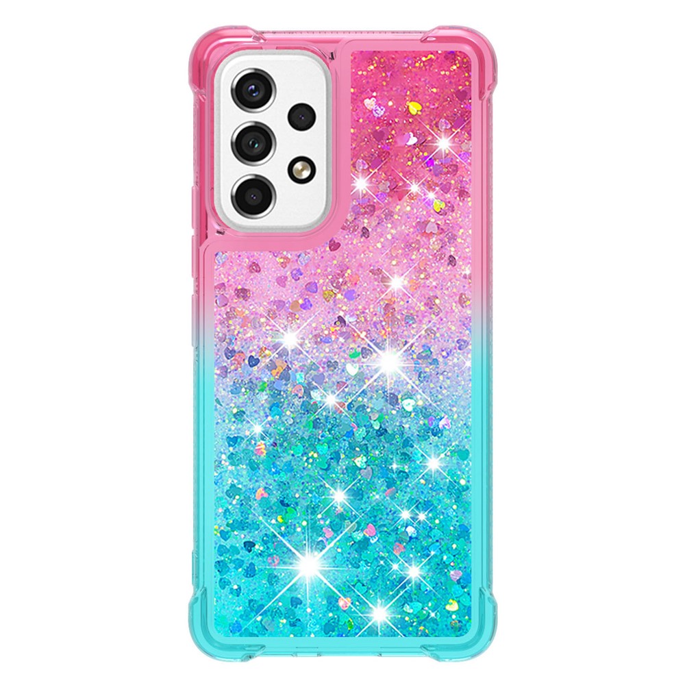 LE3 Series Gradient Glittering Sequins Quicksand TPU Cover Shell Anti-Scratch Corner Cushion Phone Case for Samsung Galaxy A53 5G - Pink/Sky Blue-2
