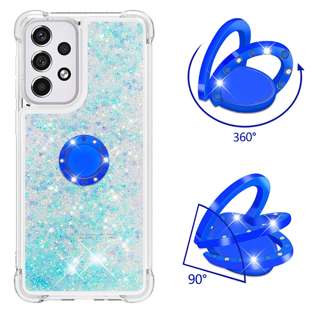 LE1-2 Series Glittering Sequins Quicksand TPU Cover Shell with Kickstand Scratch-Resistant Phone Protective Case for Samsung Galaxy A33 5G - Blue/Pentagram-2