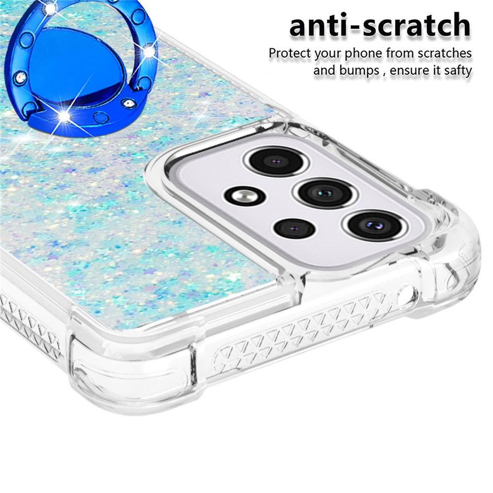 LE1-2 Series Glittering Sequins Quicksand TPU Cover Shell with Kickstand Scratch-Resistant Phone Protective Case for Samsung Galaxy A33 5G - Blue/Pentagram-3