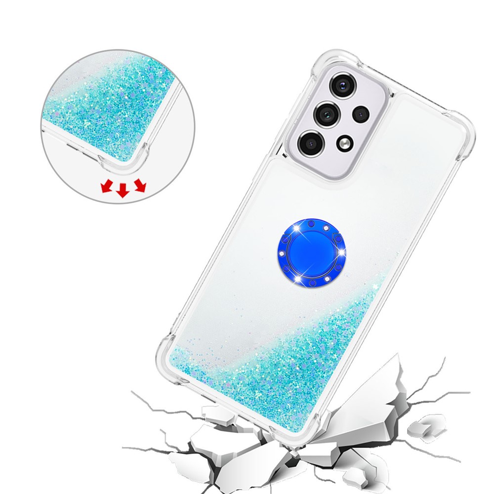 LE1-2 Series Glittering Sequins Quicksand TPU Cover Shell with Kickstand Scratch-Resistant Phone Protective Case for Samsung Galaxy A33 5G - Blue/Pentagram-4