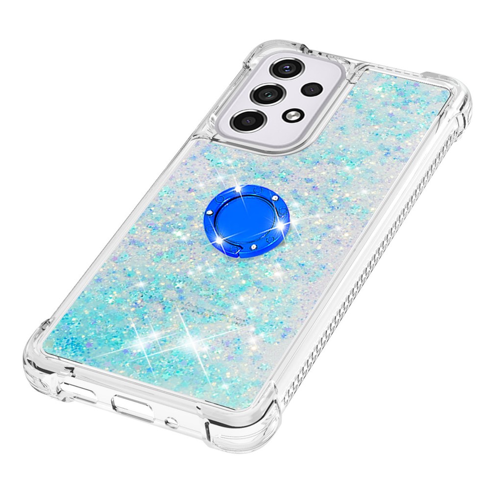 LE1-2 Series Glittering Sequins Quicksand TPU Cover Shell with Kickstand Scratch-Resistant Phone Protective Case for Samsung Galaxy A33 5G - Blue/Pentagram-5