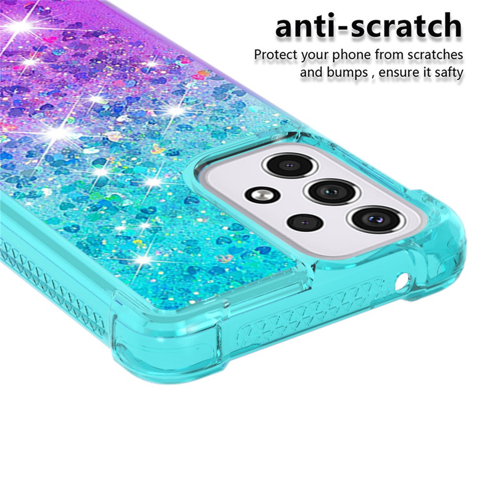 LE3 Series Gradient Glittering Sequins Quicksand TPU Cover Shell Dynamic Fun Phone Case for Samsung Galaxy A33 5G - Sky Blue/Purple-3