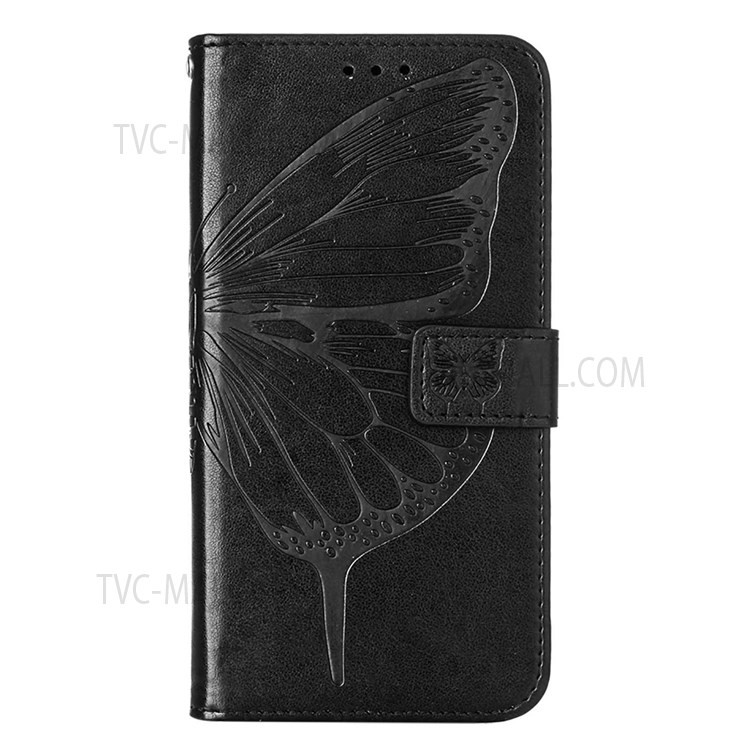 PB1 Series Shockproof Phone Case Butterfly Flower Pattern Imprinted PU Leather Protective Cover with Wallet for Samsung Galaxy A03 (166.5 x 75.98 x 9.14mm) - Black-2
