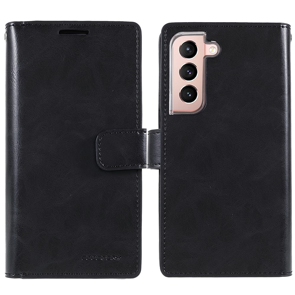 MERCURY GOOSPERY Mansoor Series All-round Shockproof Multiple Card Slots Wallet Design Protective Leather Phone Case for Samsung Galaxy S22 5G - Black-1