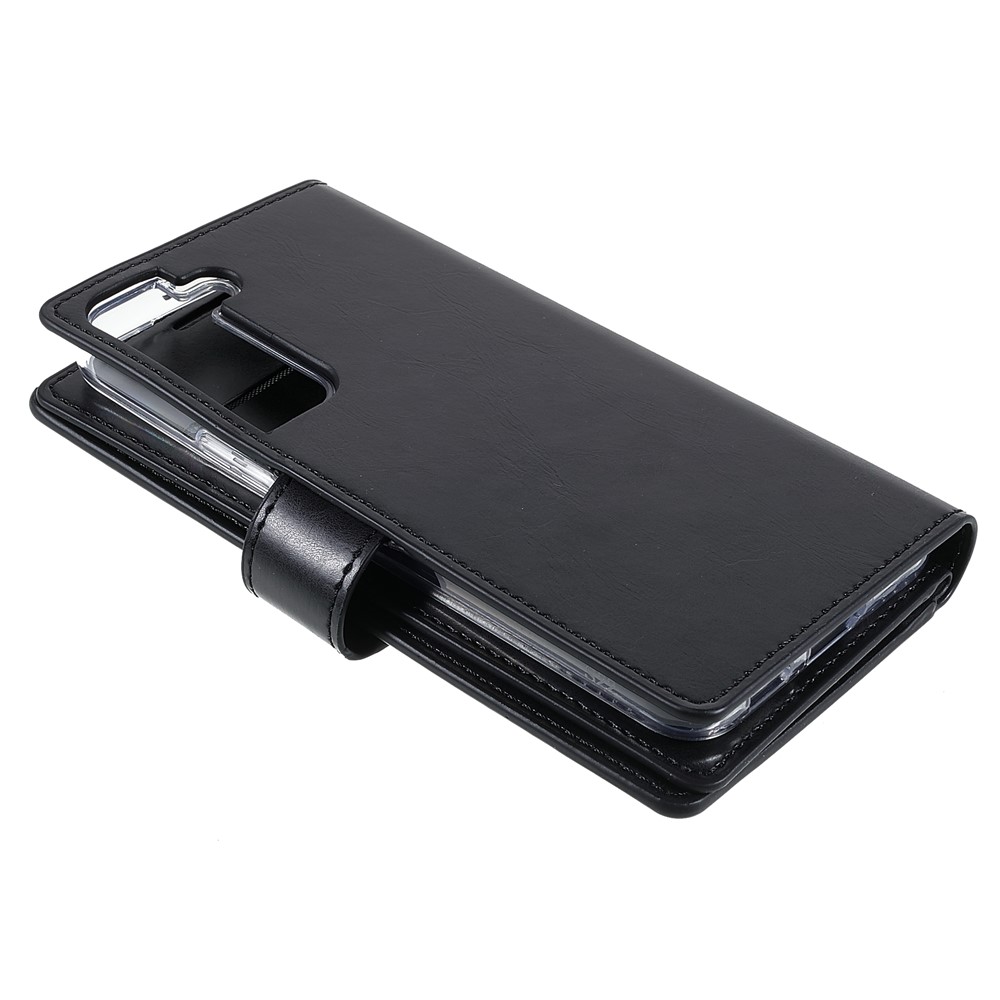 MERCURY GOOSPERY Mansoor Series All-round Shockproof Multiple Card Slots Wallet Design Protective Leather Phone Case for Samsung Galaxy S22 5G - Black-5
