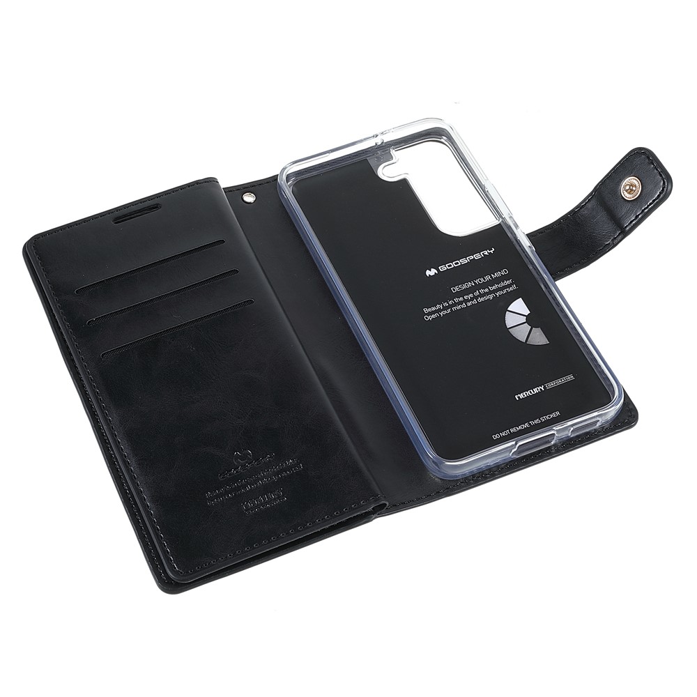 MERCURY GOOSPERY Mansoor Series All-round Shockproof Multiple Card Slots Wallet Design Protective Leather Phone Case for Samsung Galaxy S22 5G - Black-8