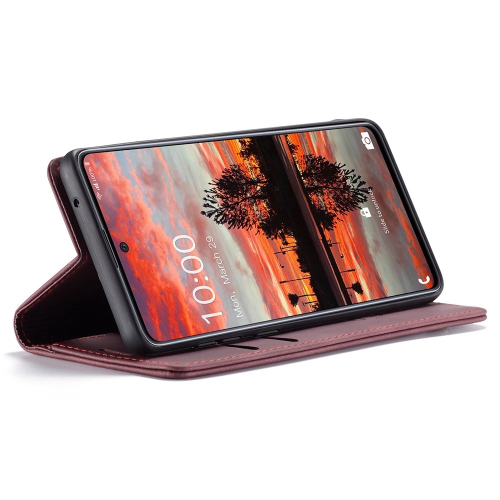 CASEME 013 Series Wallet Function PU Leather + TPU Mobile Phone Shell Auto-absorbed Magnetic Closing Case for Samsung Galaxy A33 5G - Red-3