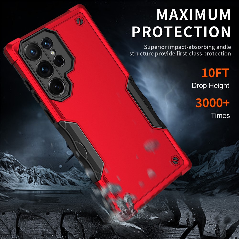 Shock-Absorbing Dual Layer Soft TPU Hard PC Shockproof Non-Slip Case Cover for Samsung Galaxy S22 Ultra 5G - Black-5
