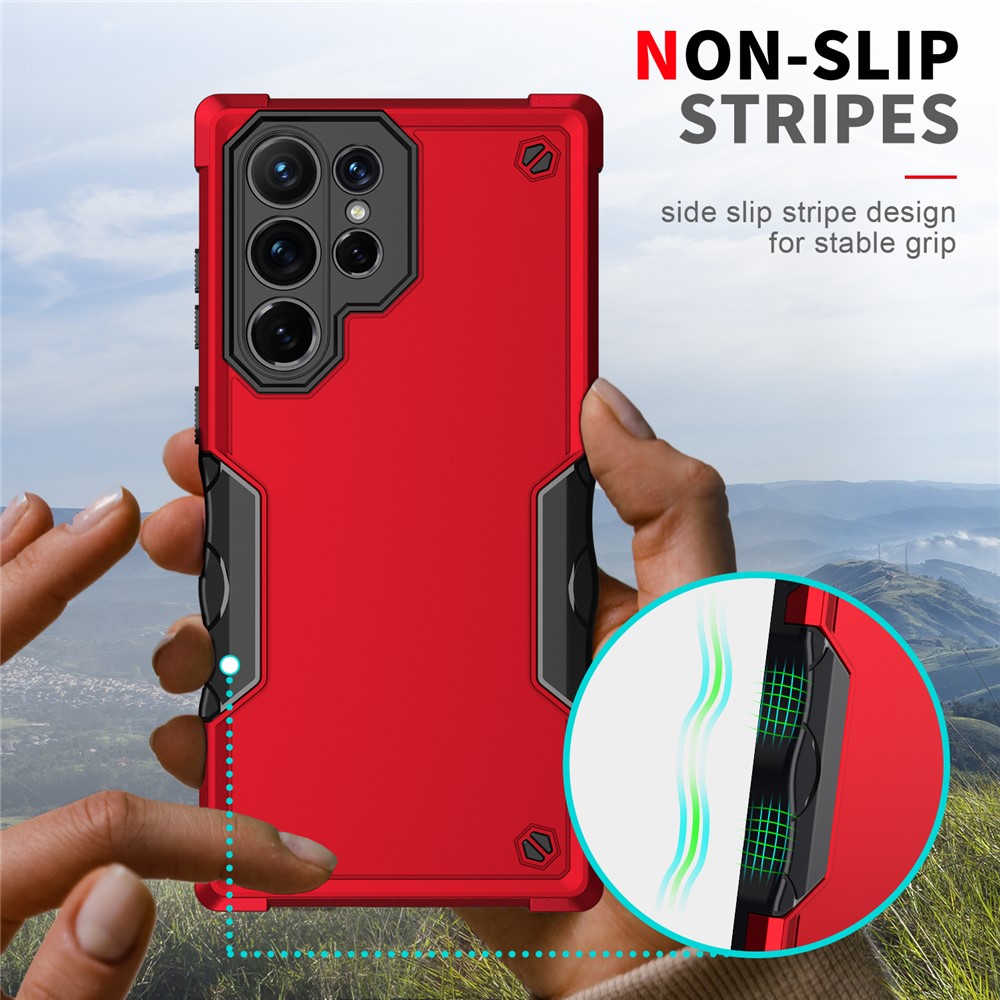 Shock-Absorbing Dual Layer Soft TPU Hard PC Shockproof Non-Slip Case Cover for Samsung Galaxy S22 Ultra 5G - Black-6